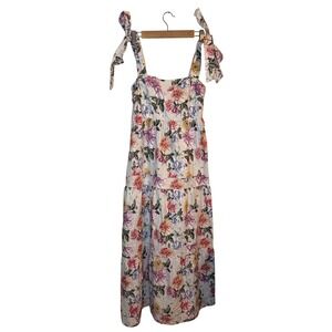 House of Harlow 1960 Women M Beige Floral Maxi Tiered Cottagecore Fairy Romantic